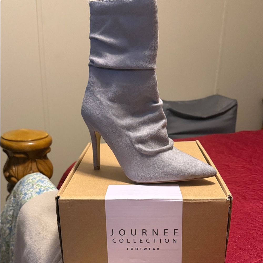 NWT -Journee Collection Grey Heeled Boots